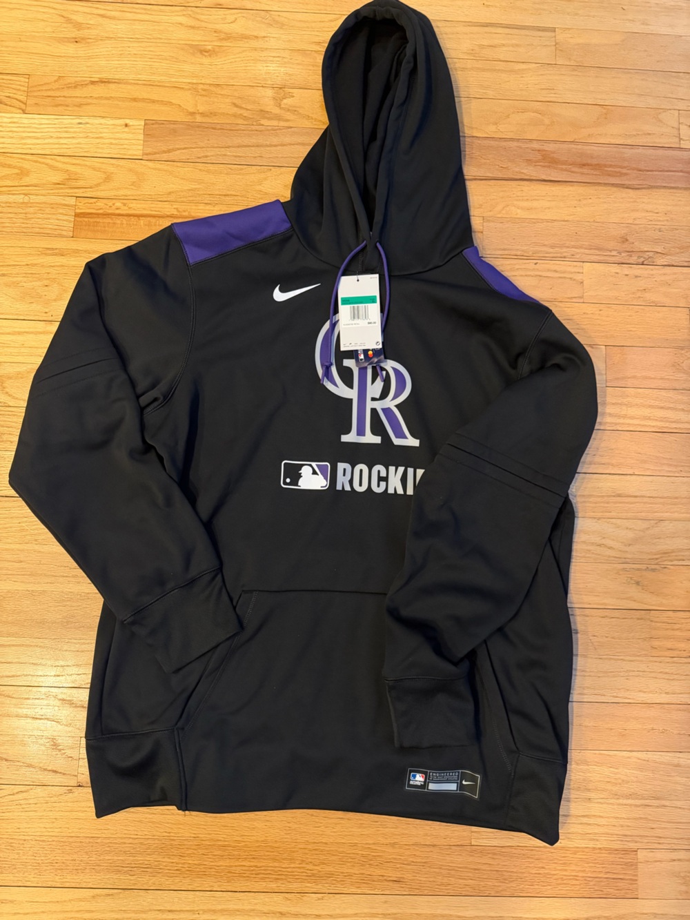 Nike Black Pullover Hoodie with Purple Rockies Logo